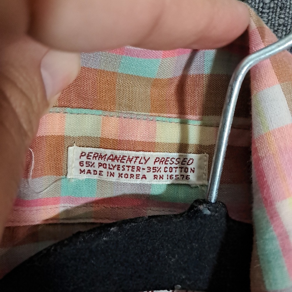 Vintage‎ Shirt Jordan Christophe Mens Size Medium Plaid 80s Lightweight Sheer - Picture 9 of 12